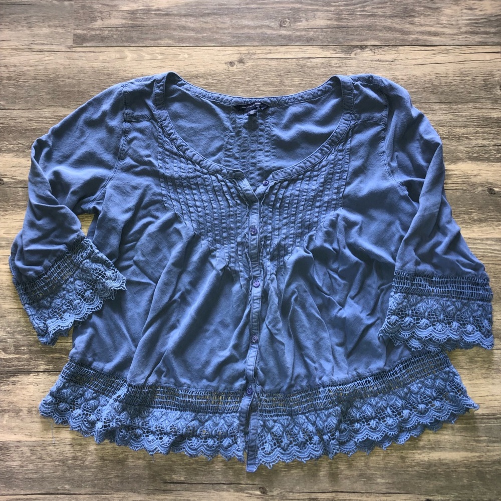 Beautiful Blue Boho inspired American Eagle top